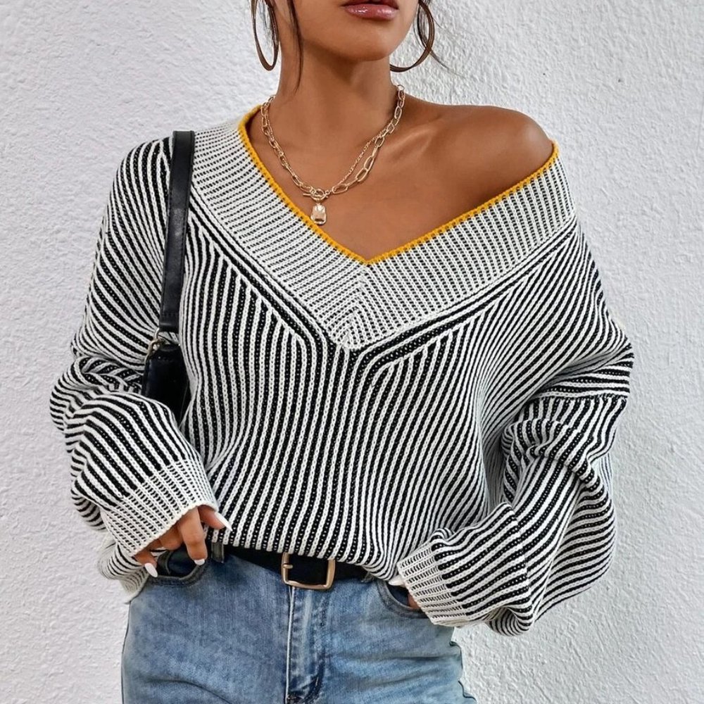 Vertical Stripe Pullover Sweater